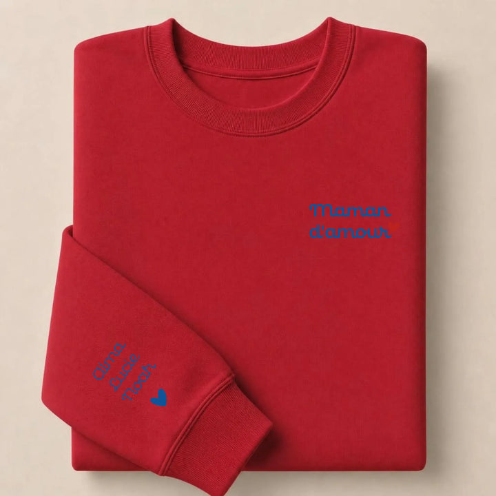 Sweat personnalisé Brodé - Mamam d'amour Sweatshirt / Rouge / S