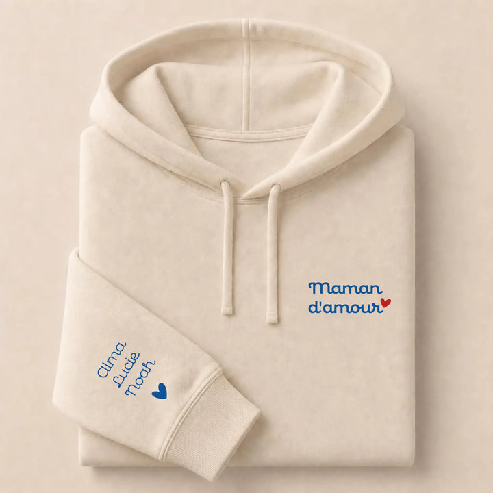 Sweat personnalisé Brodé - Mamam d'amour Sweat à capuche / Beige / S
