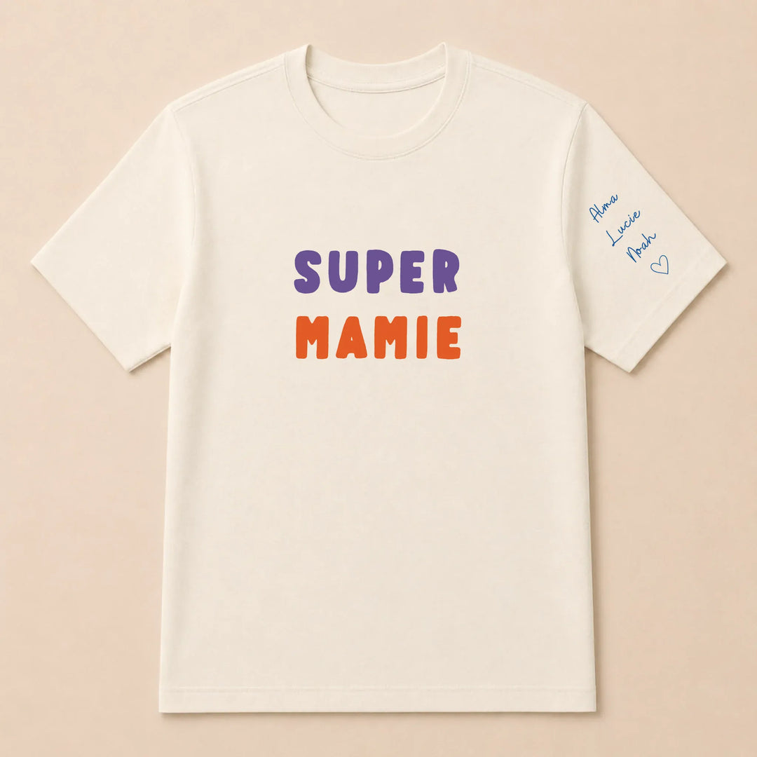 T-shirt personnalisé mamie broderie - Super Mamie T-shirt / Naturel / S