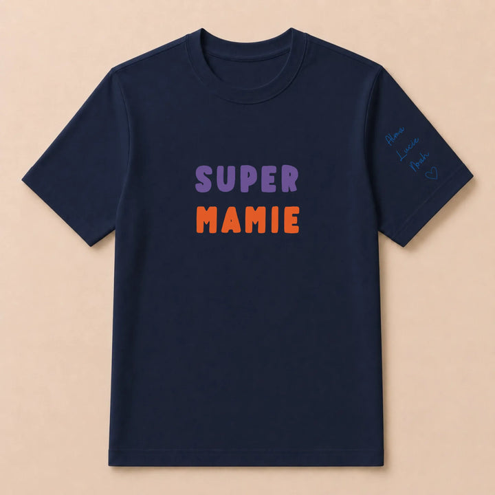 T-shirt personnalisé mamie broderie - Super Mamie T-shirt / Marine / S