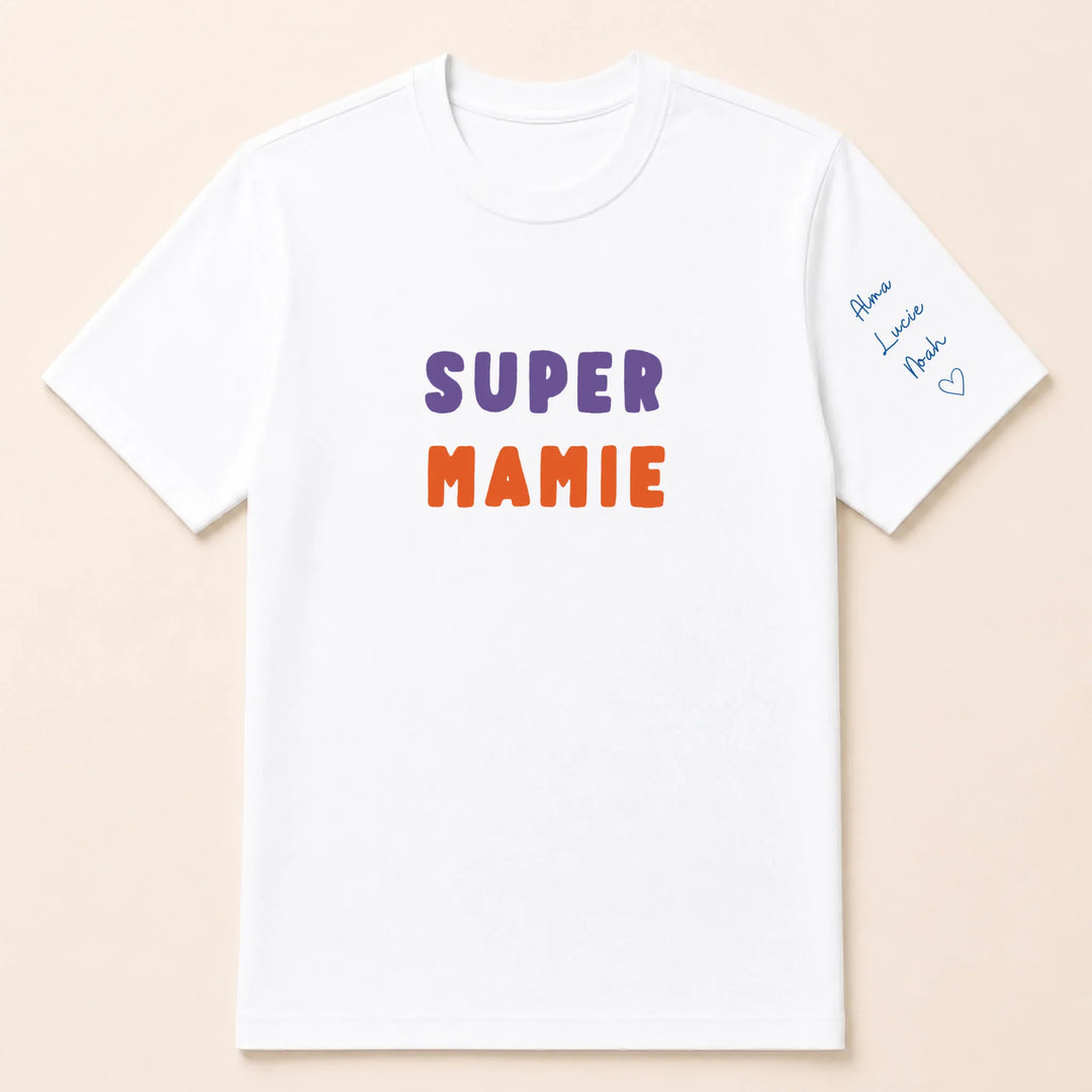 T-shirt personnalisé mamie broderie - Super Mamie T-shirt / Blanc / S