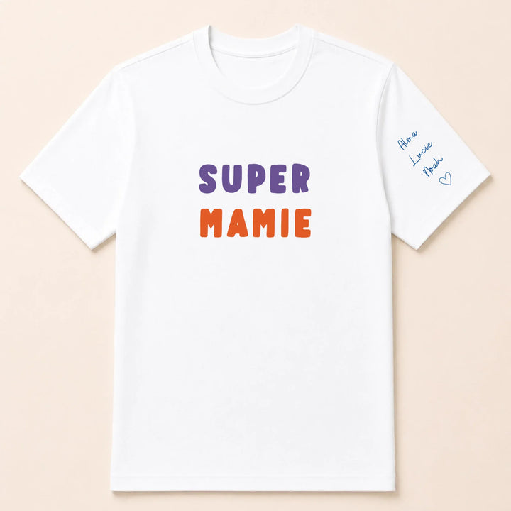 T-shirt personnalisé mamie broderie - Super Mamie T-shirt / Blanc / S