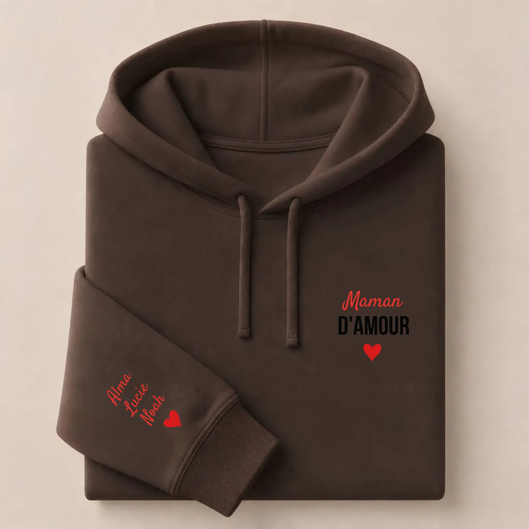Sweat à capuche maman d'amour Sweat à capuche / Marron / S
