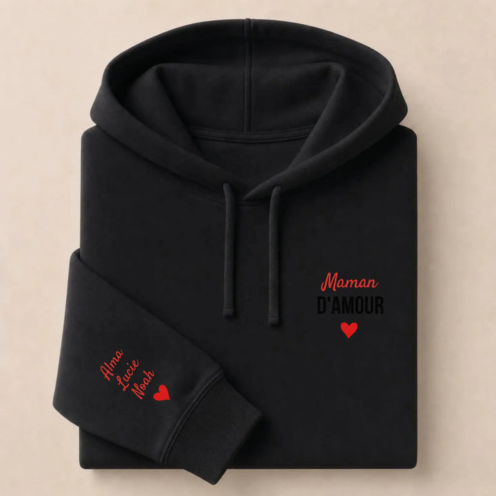 Sweat à capuche maman d'amour Sweat à capuche / Noir / S