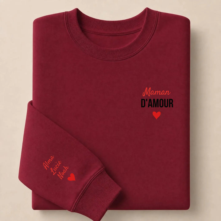 Sweat à capuche maman d'amour Sweatshirt / Bordeaux / S