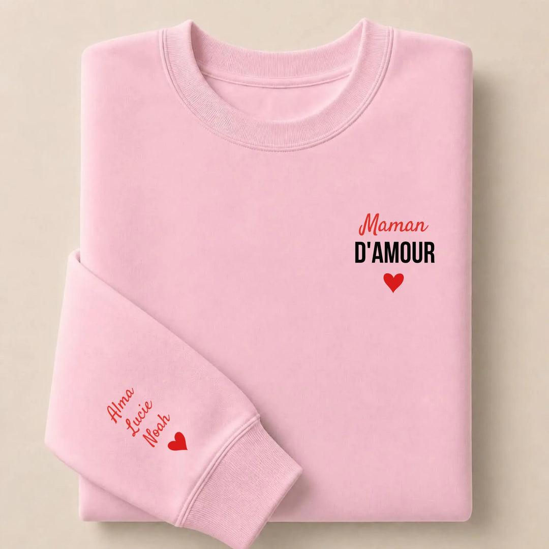 Sweat à capuche maman d'amour Sweatshirt / Rose Clair / S