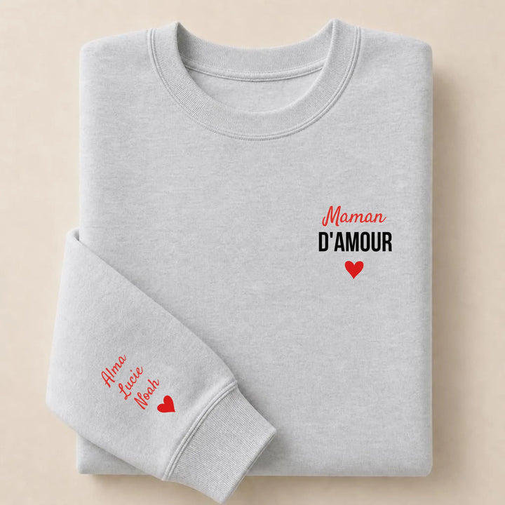 Sweat à capuche maman d'amour Sweatshirt / Gris / S