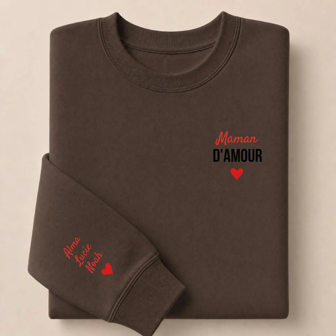 Sweat à capuche maman d'amour Sweatshirt / Marron / S