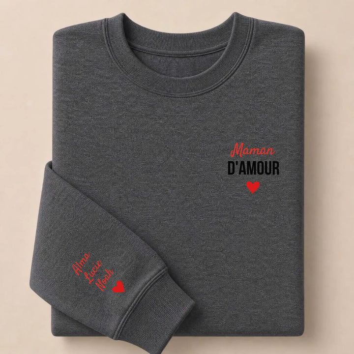 Sweat à capuche maman d'amour Sweatshirt / Gris Foncé / S
