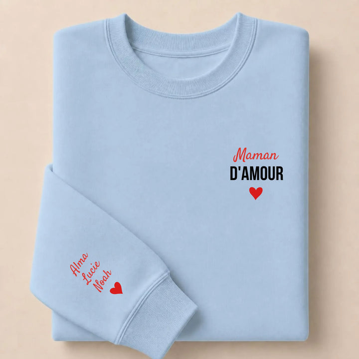 Sweat à capuche maman d'amour Sweatshirt / Bleu Clair / S