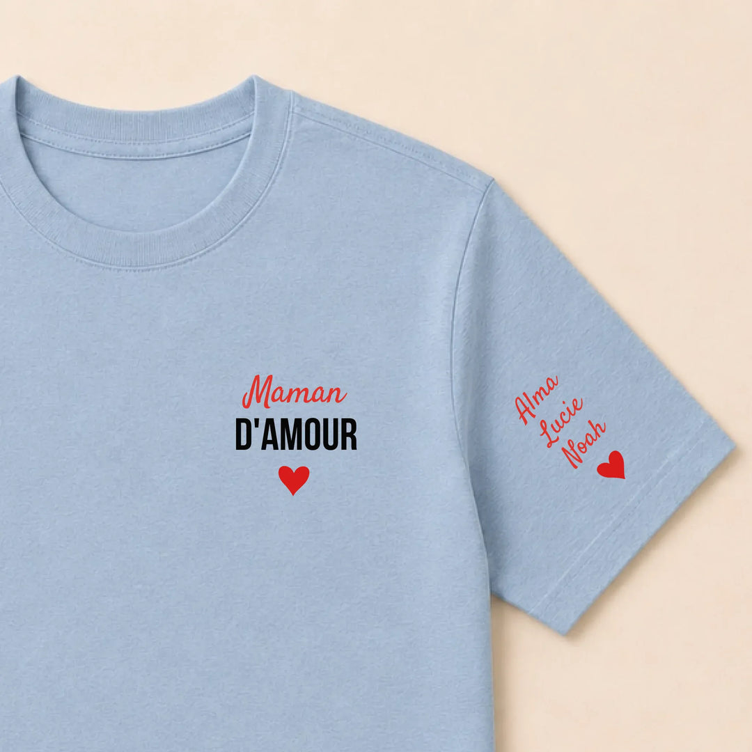 Sweat à capuche maman d'amour T-shirt / Bleu clair / S