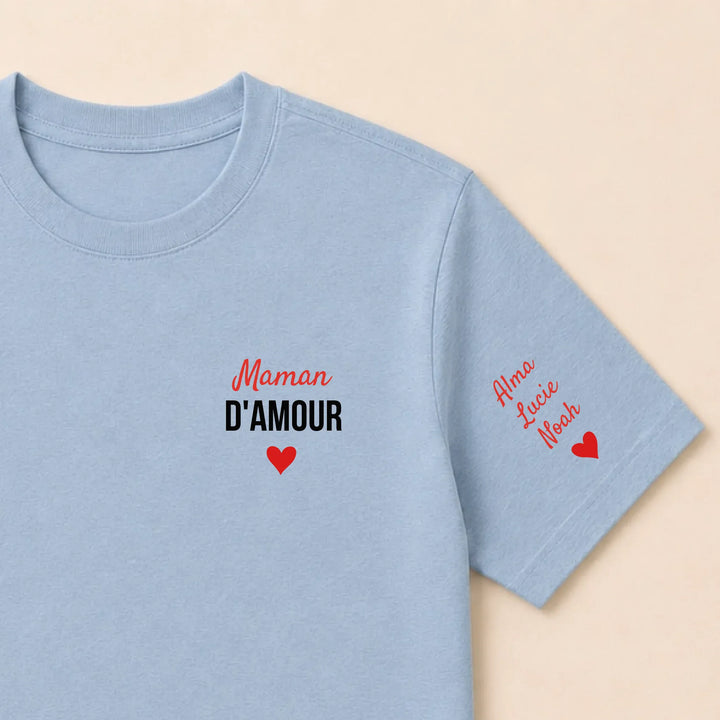 Sweat à capuche maman d'amour T-shirt / Bleu clair / S