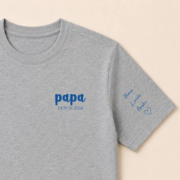 Pull personnalisé papa prénoms enfants T-shirt / Gris / S