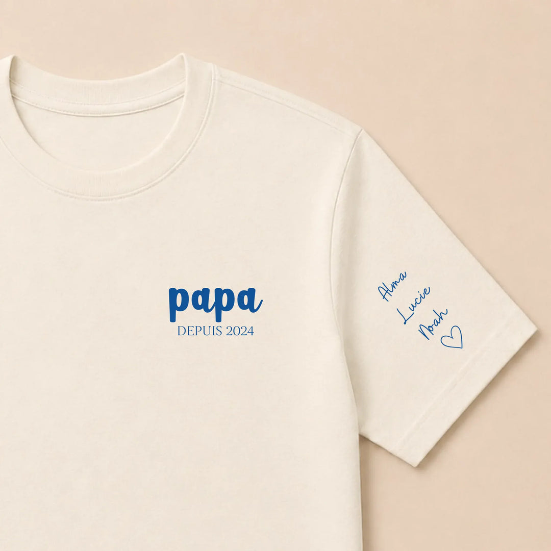 Pull personnalisé papa prénoms enfants T-shirt / Naturel / S