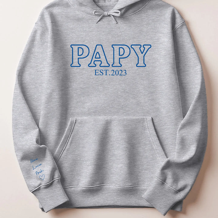Pull brodé futur grand père Sweat à capuche / Gris / S