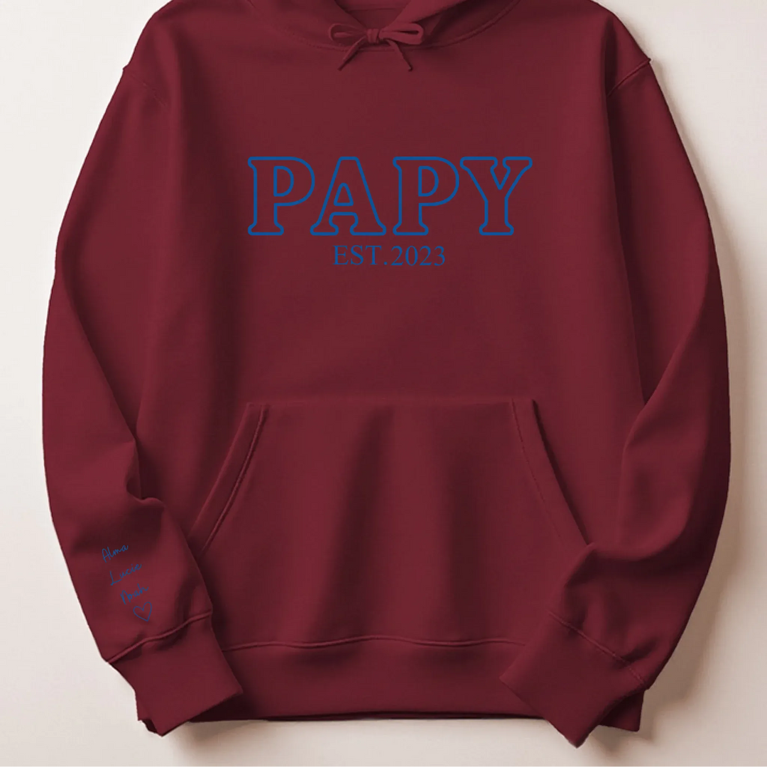 Pull brodé futur grand père Sweat à capuche / Bordeaux / S