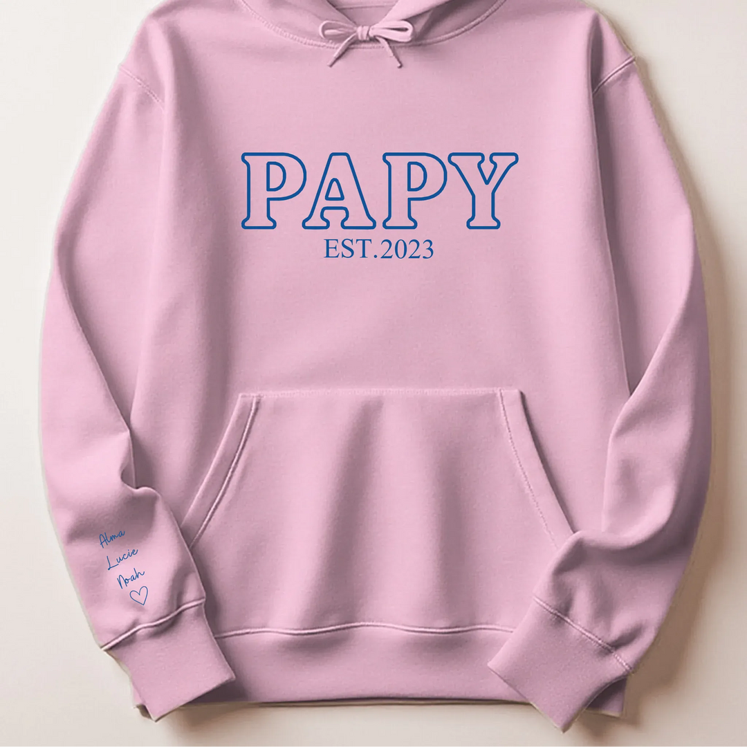 Pull brodé futur grand père Sweat à capuche / Rose Clair / S