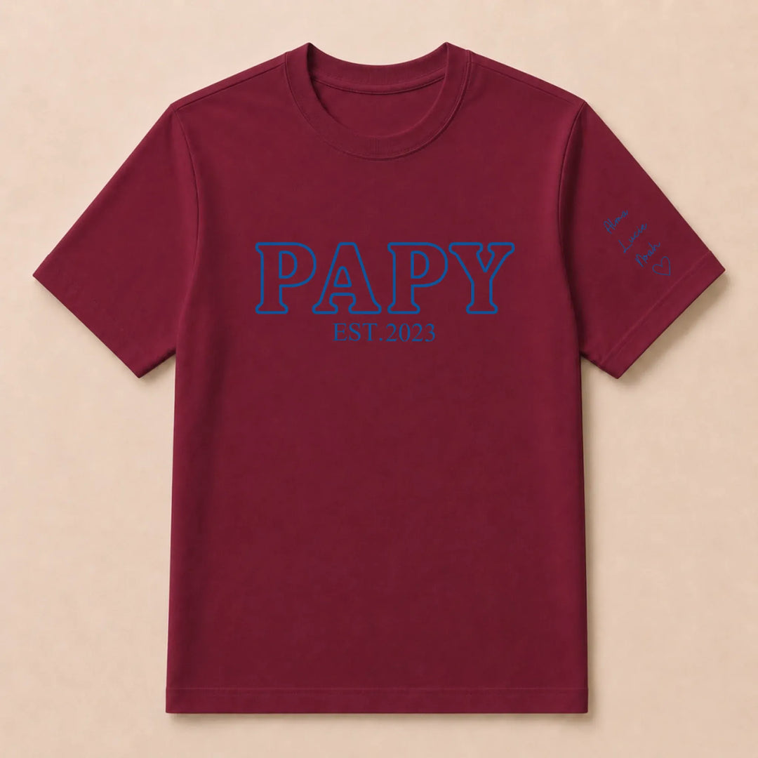 Pull brodé futur grand père T-shirt / Bordeaux / S