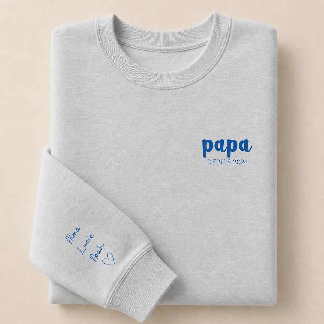 Sweat personnalisé papa prénoms enfants Sweatshirt / Gris / S