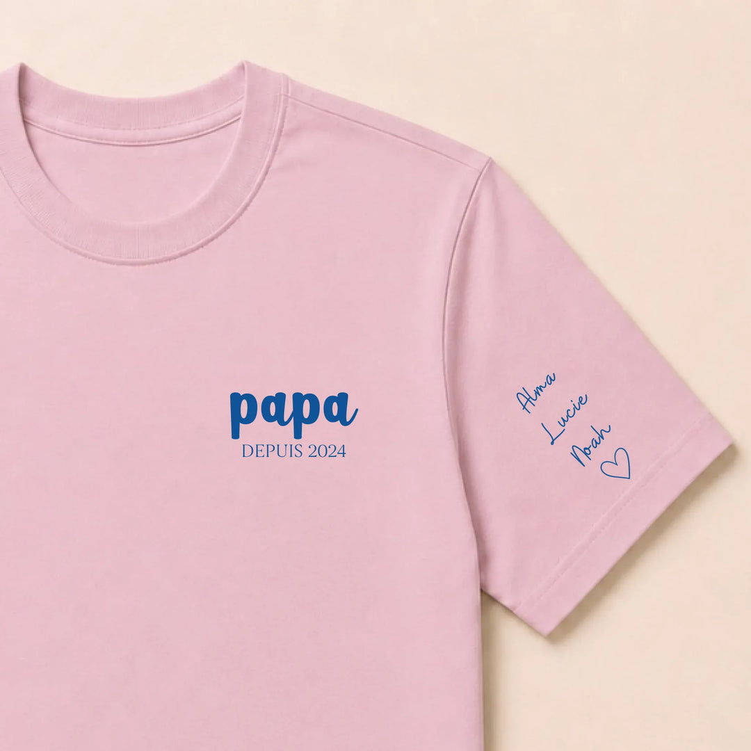 Sweat personnalisé papa prénoms enfants T-shirt / Rose clair / S