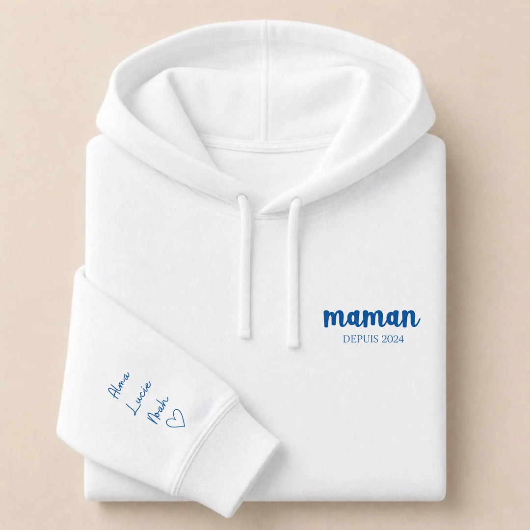 Pull personnalisé brodé- Maman depuis Sweat à capuche / Blanc / S