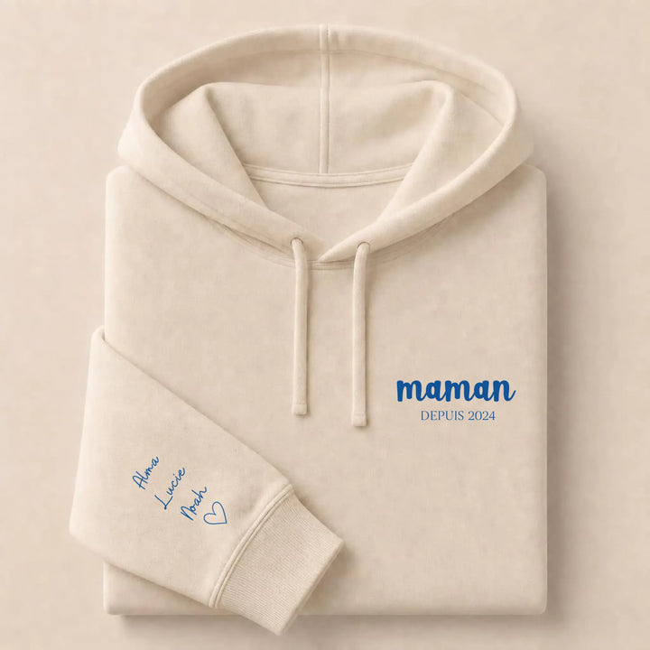 Pull personnalisé brodé- Maman depuis Sweat à capuche / Beige / S