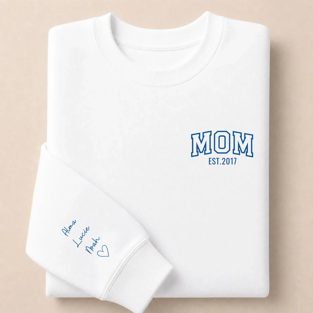 Pull personnalisé Brodé- MOM avec prénoms Sweatshirt / Blanc / S