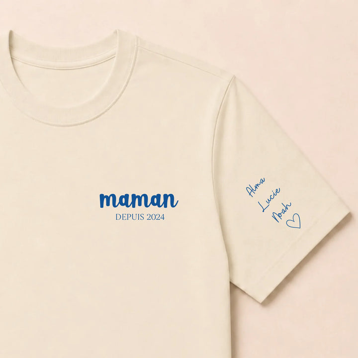 Pull personnalisé brodé- Maman depuis T-shirt / Beige / S