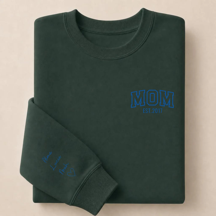 Pull personnalisé Brodé- MOM avec prénoms Sweatshirt / Forest / S