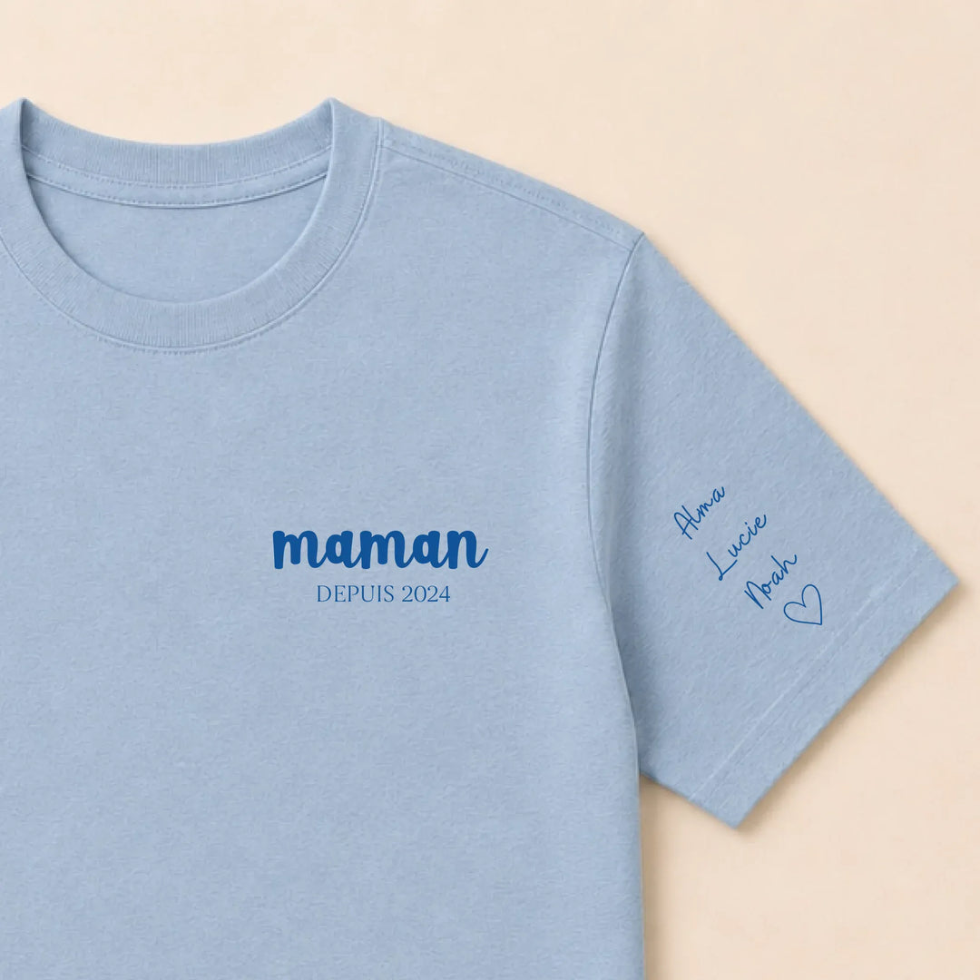 Pull personnalisé brodé- Maman depuis T-shirt / Bleu clair / S