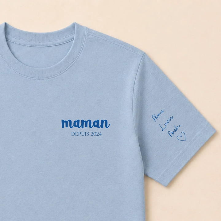 Pull personnalisé brodé- Maman depuis T-shirt / Bleu clair / S