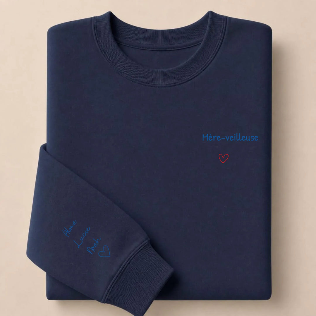 Pull personnalisé broderie - Mère-veilleuse Sweatshirt / Marine / S