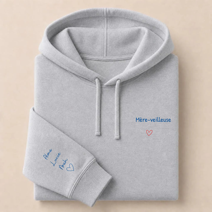 Pull personnalisé broderie - Mère-veilleuse Sweat à capuche / Gris / S