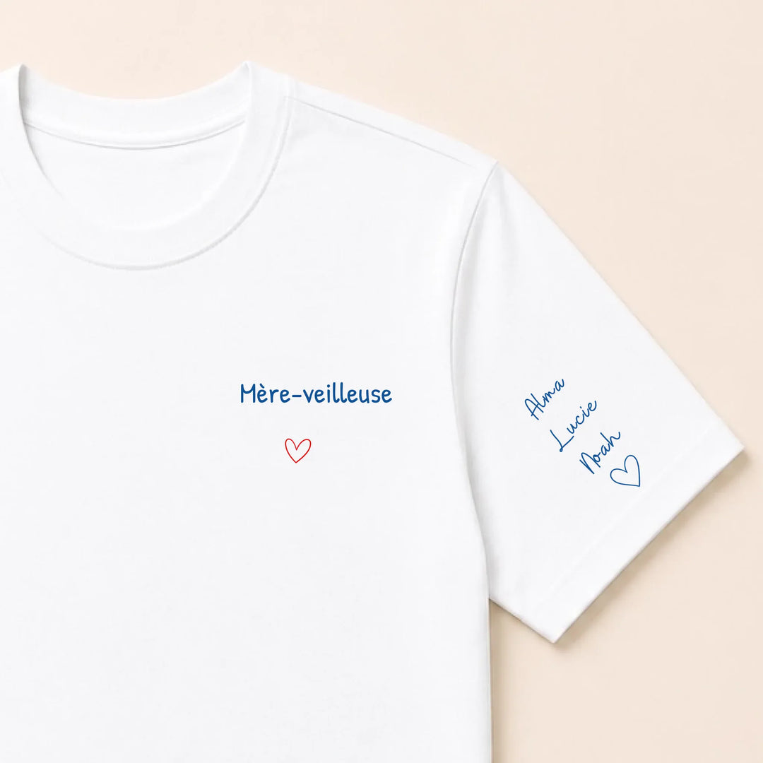 Pull personnalisé broderie - Mère-veilleuse T-shirt / Blanc / S