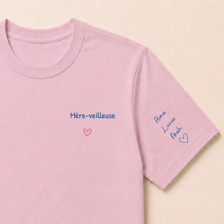 Pull personnalisé broderie - Mère-veilleuse T-shirt / Rose clair / S