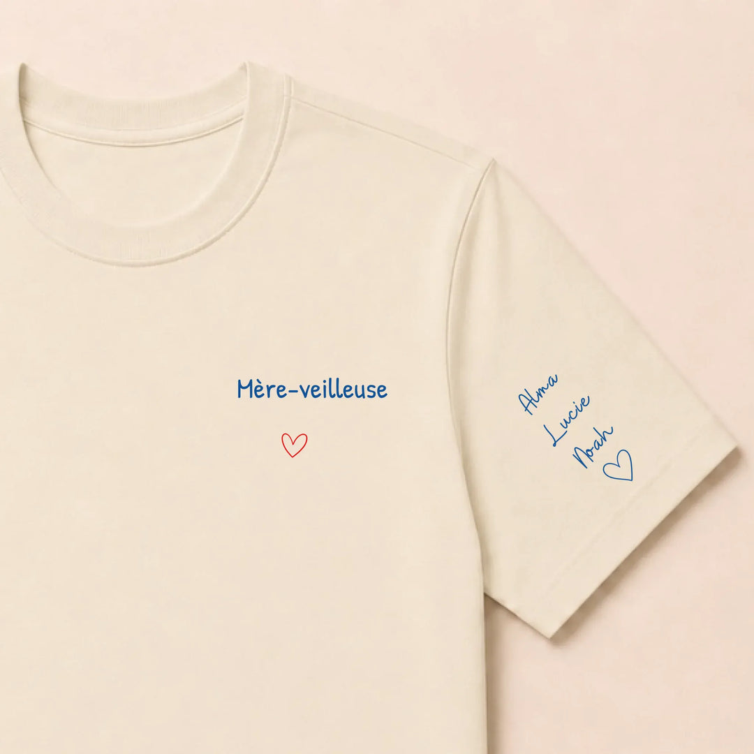 Pull personnalisé broderie - Mère-veilleuse T-shirt / Beige / S