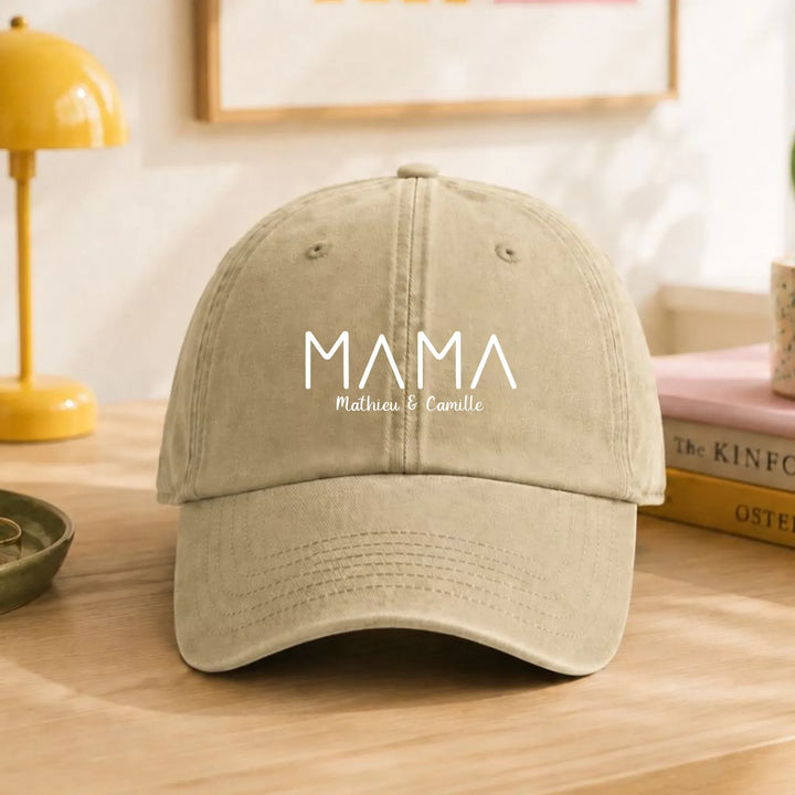 Casquette Personnalisée Brodée - Maman papa Casquette broderie | Beechfield B655 / Beige / ONESIZE