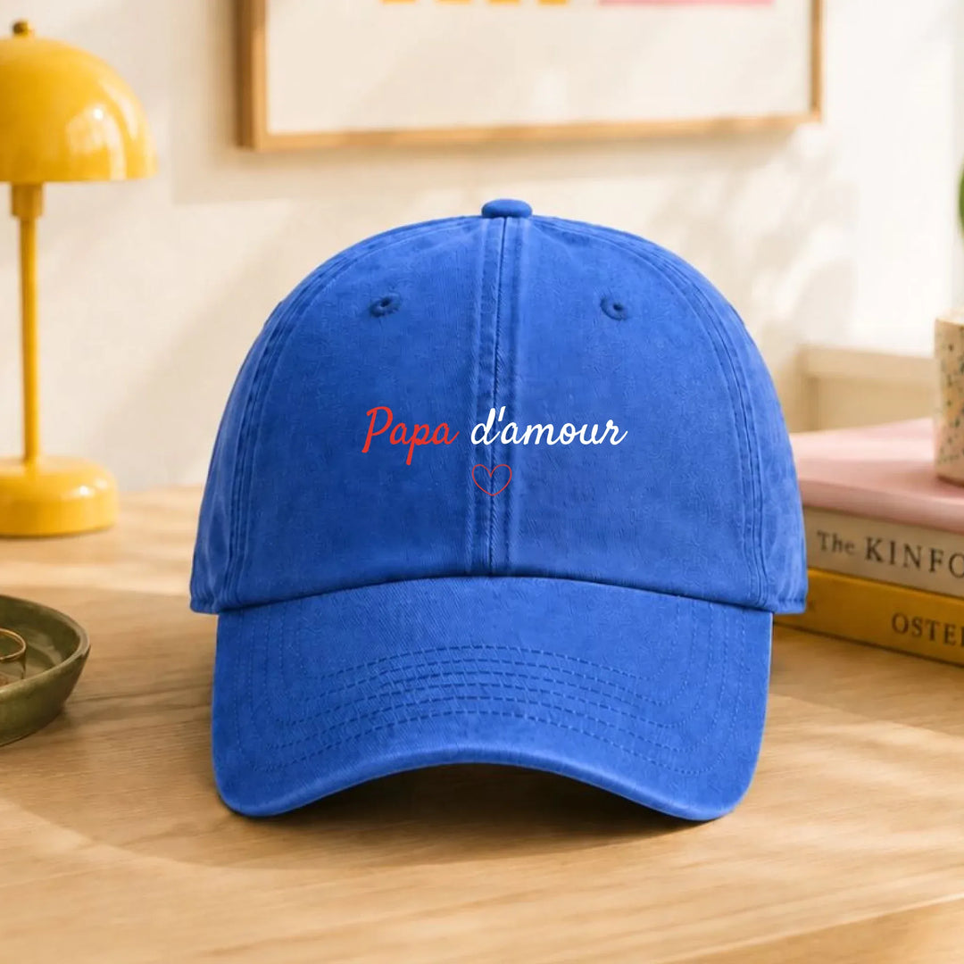 Casquette Personnalisée Brodée - Papa d'amour Casquette broderie | Beechfield B655 / Bleu / ONESIZE