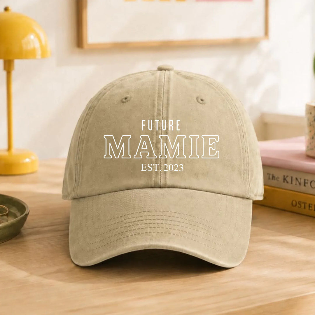 Casquette Personnalisée Brodée - Future Mamie Casquette broderie | Beechfield B655 / Beige / ONESIZE