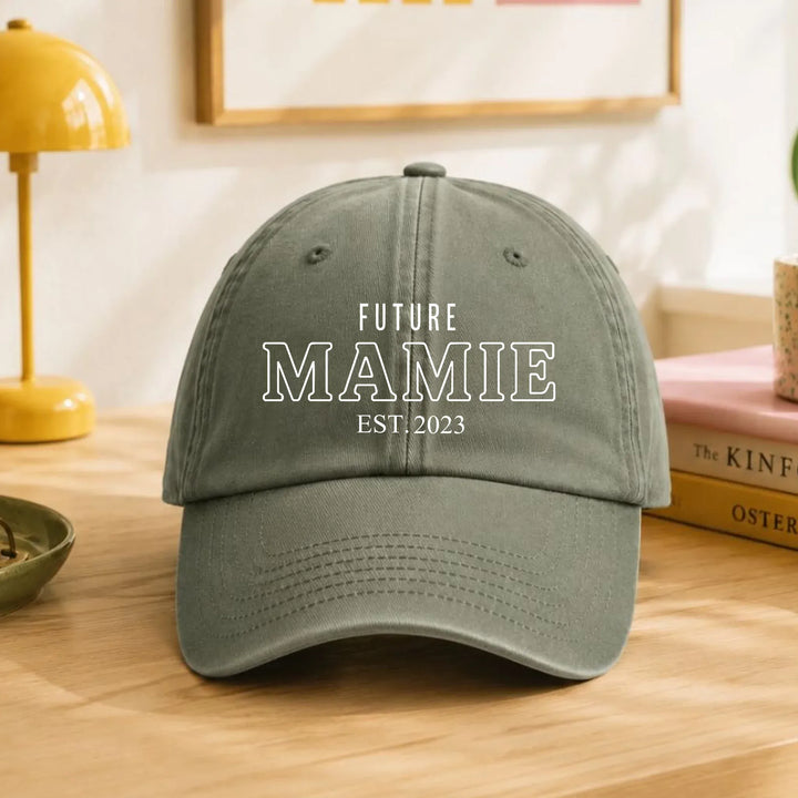 Casquette Personnalisée Brodée - Future Mamie Casquette broderie | Beechfield B655 / Vert Olive / ONESIZE