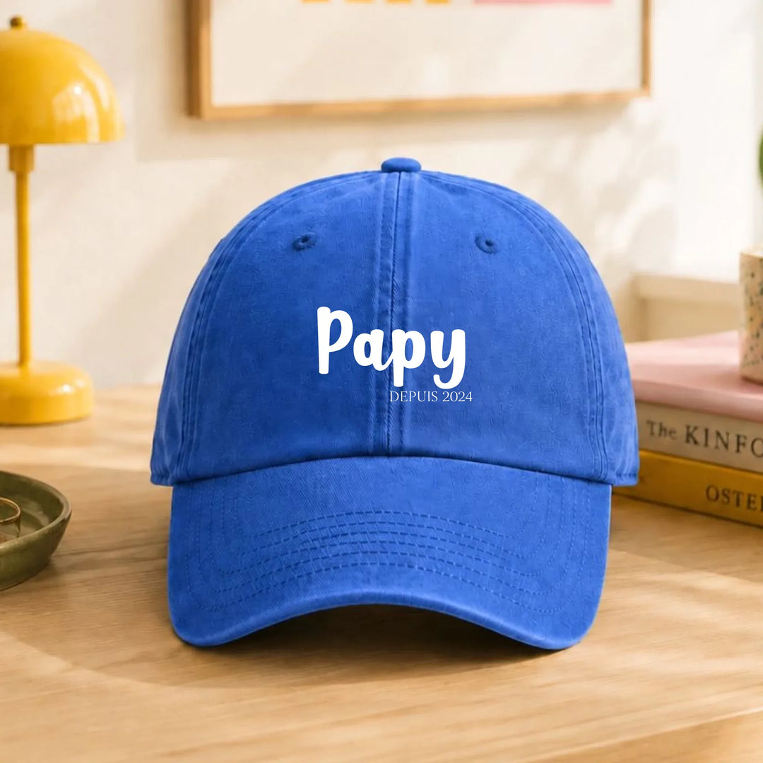 Casquette Personnalisée Brodée - Papy depuis Casquette broderie | Beechfield B655 / Bleu / ONESIZE