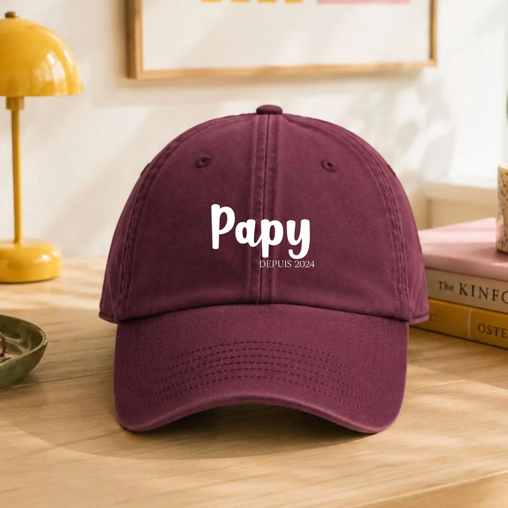Casquette Personnalisée Brodée - Papy depuis Casquette broderie | Beechfield B655 / Rouge / ONESIZE