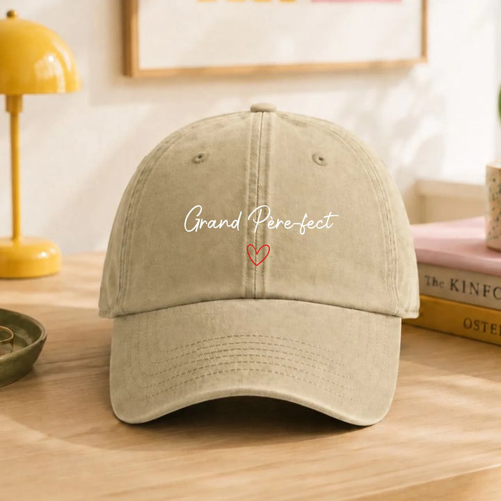 Casquette Personnalisée Brodée - Grand père-fect Casquette broderie | Beechfield B655 / Beige / ONESIZE