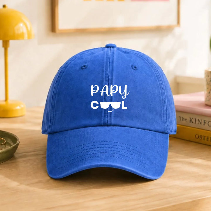 Casquette Personnalisée Brodée - Papy cool Casquette broderie | Beechfield B655 / Bleu / ONESIZE