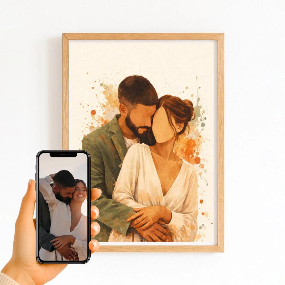 Affiche aquarelle couple personnalisée