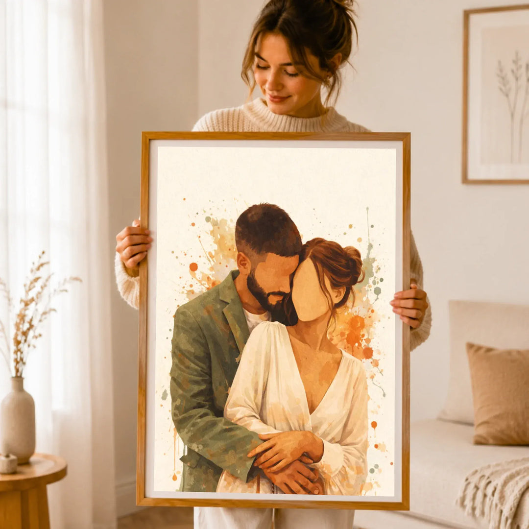 Affiche aquarelle couple personnalisée