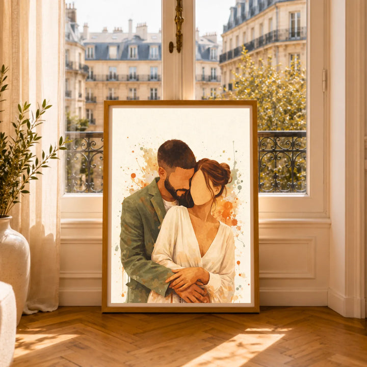 Affiche aquarelle couple personnalisée