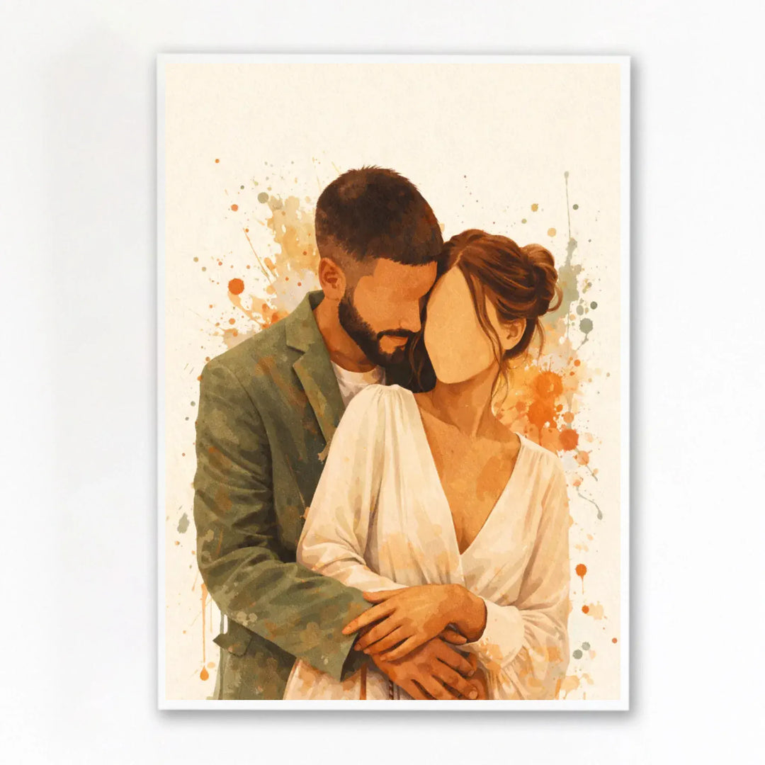 Affiche aquarelle couple personnalisée Poster sans cadre / A4 21x29.7 cm