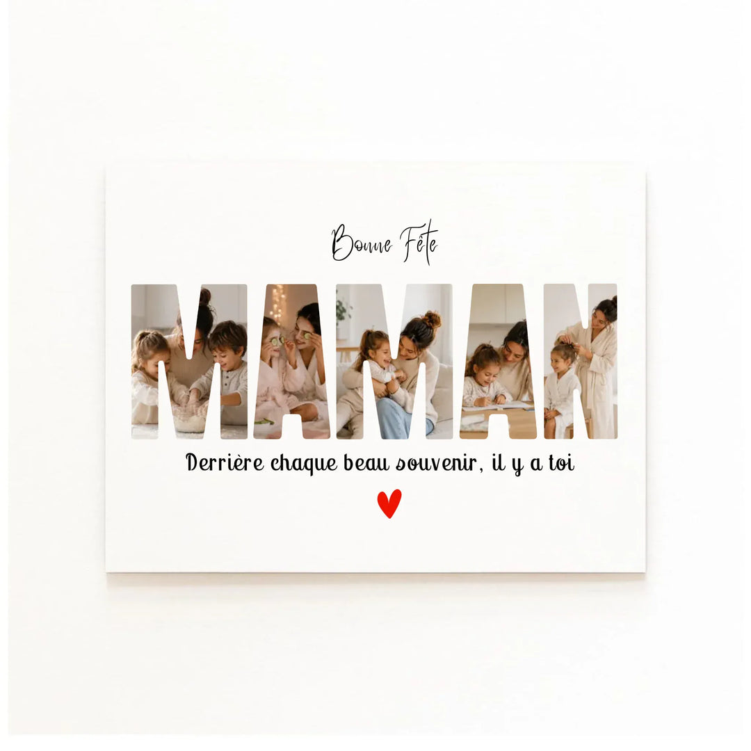 Poster Bonne Fête Maman personnalisé avec photos de famille sans cadre