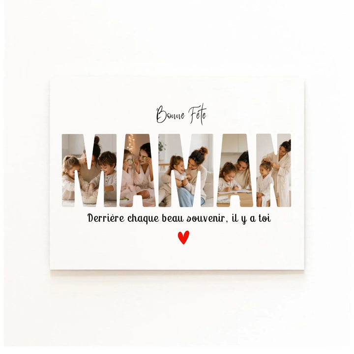 Poster Bonne Fête Maman personnalisé avec photos de famille sans cadre